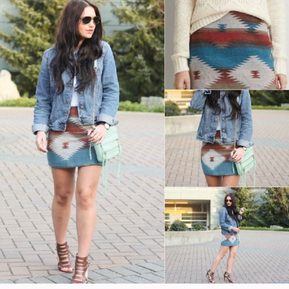Wool Aztec Mini Skirt